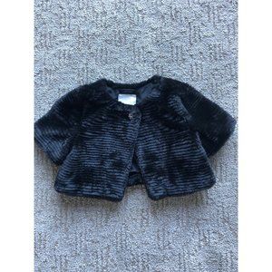 Gymboree Faux Fur black cropped coat sz 5-6